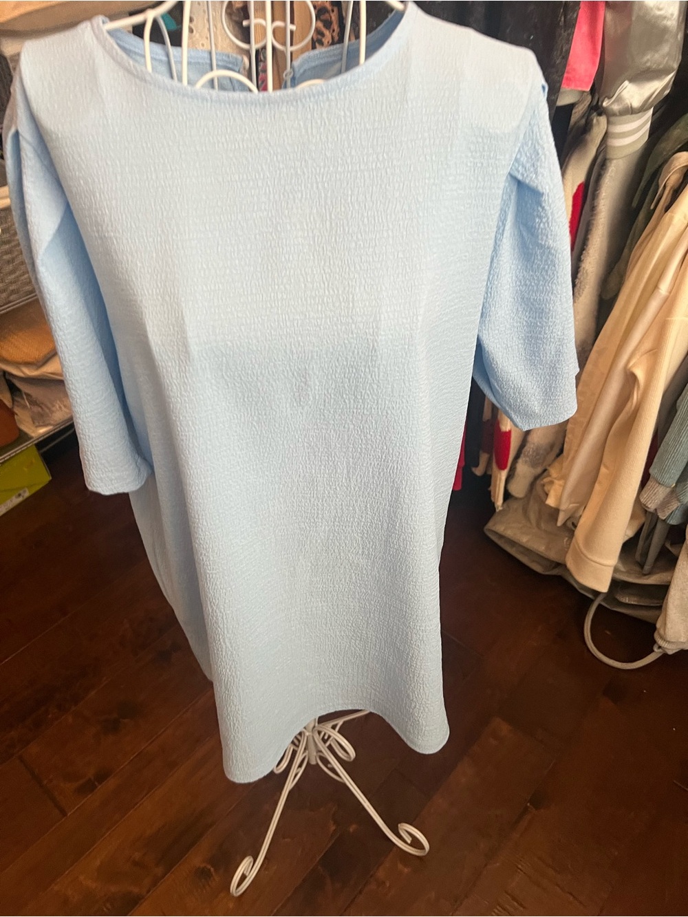 Light Blue Textured Shift Dress